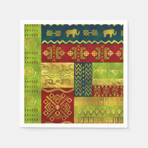 Ethnic African Golden Pattern on color Napkins