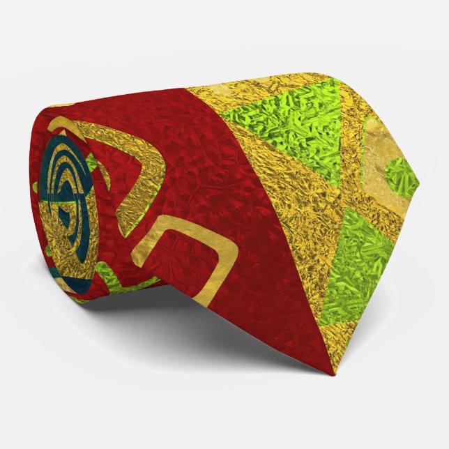 Ethnic African Golden Pattern on color Neck Tie (Rolled)