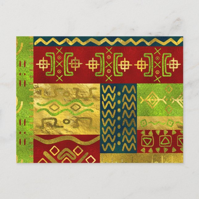 Ethnic African Golden Pattern on color Postcard (Front)