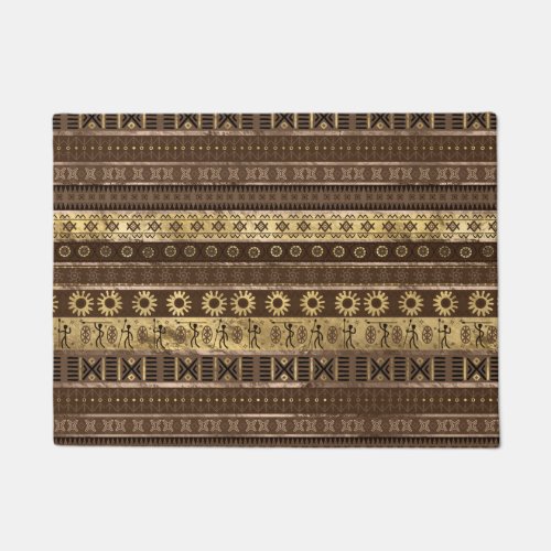 Ethnic African Golden Pattern on pastel brown Doormat
