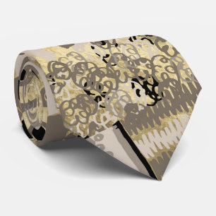 Ethnic African Golden Pattern on pastel Neck Tie