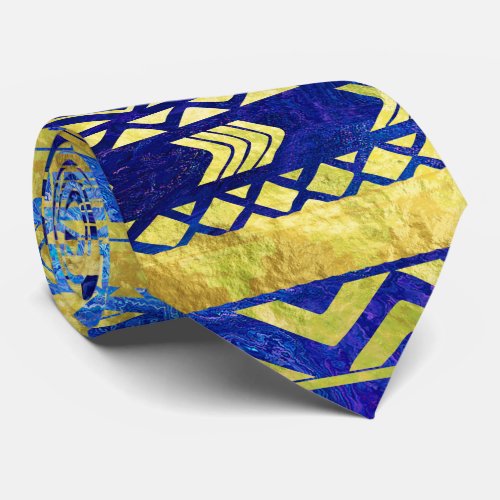 Ethnic African Golden Pattern on watercolor Neck Tie