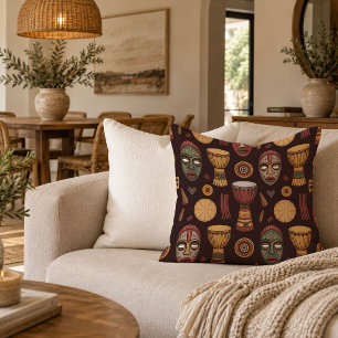 Ethnic African Heritage Throw Pillow Neutral Tones