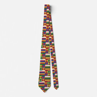 Ethnic African Kente Art Bright Geometric Pattern Neck Tie