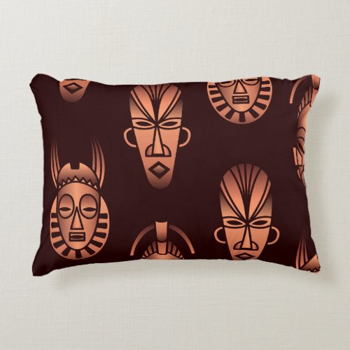 Ethnic African masks dark background Accent Pillow