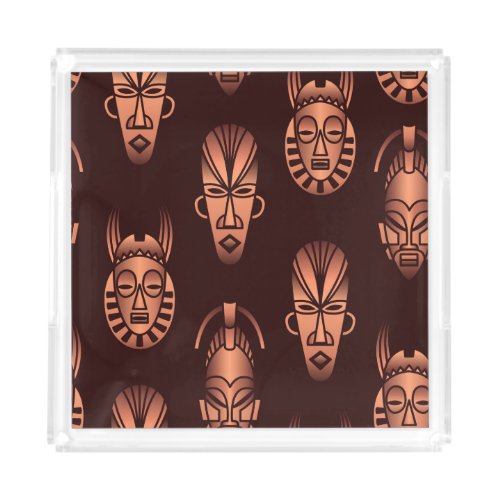 Ethnic African masks dark background Acrylic Tray