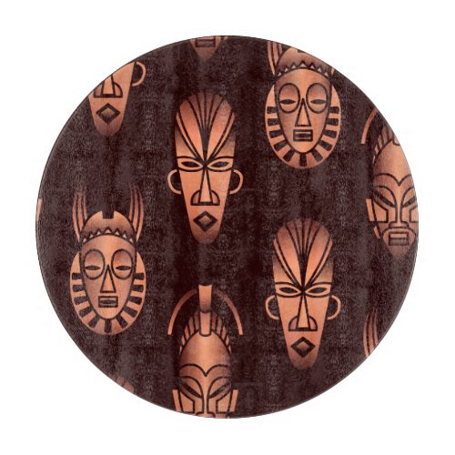 Ethnic African masks dark background Cutting Board