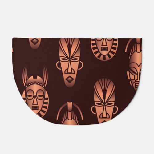 Ethnic African masks dark background Doormat