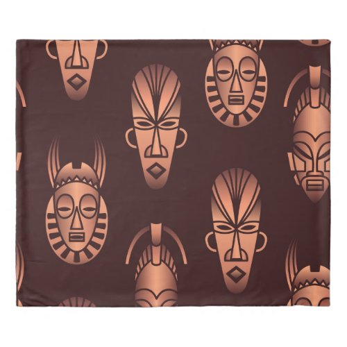 Ethnic African masks dark background Duvet Cover