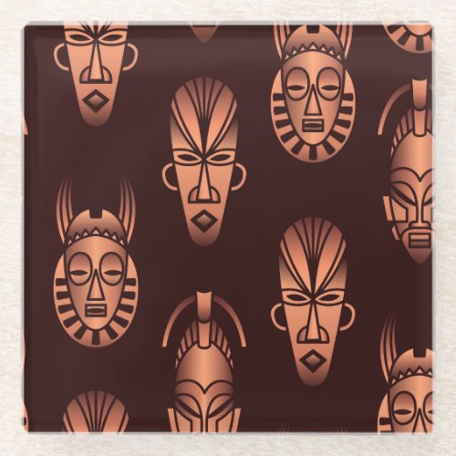 Ethnic African masks dark background Glass Coaster