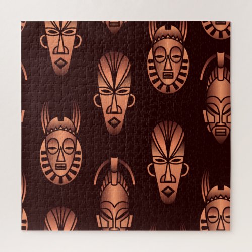 Ethnic African masks dark background Jigsaw Puzzle