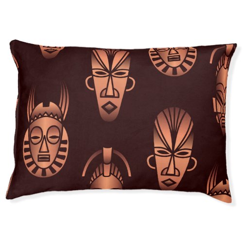 Ethnic African masks dark background Pet Bed