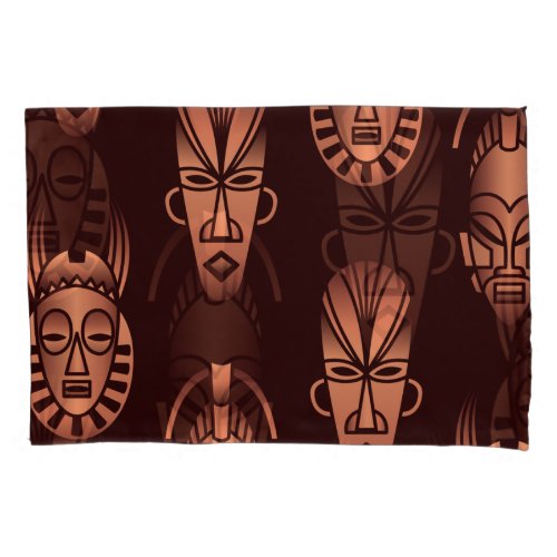 Ethnic African masks dark background Pillow Case