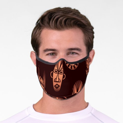 Ethnic African masks dark background Premium Face Mask