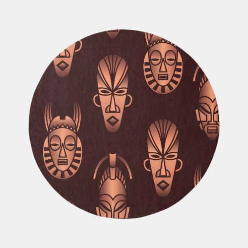 Ethnic African masks dark background Rug