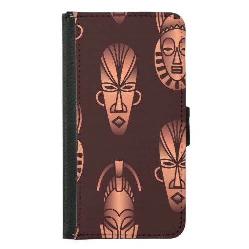 Ethnic African masks dark background Samsung Galaxy S5 Wallet Case