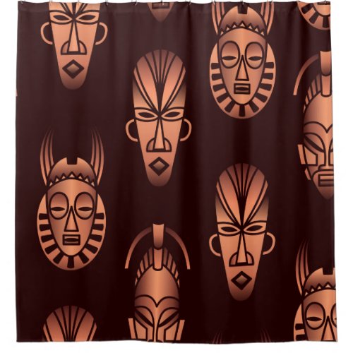 Ethnic African masks dark background Shower Curtain