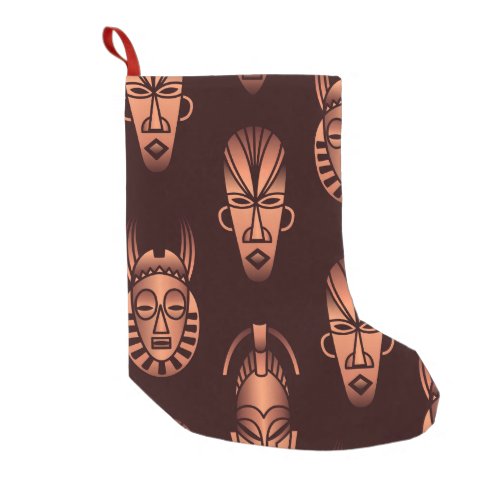 Ethnic African masks dark background Small Christmas Stocking