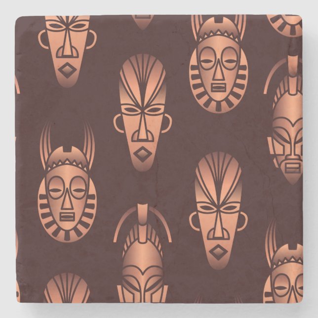 Ethnic African masks, dark background Stone Coaster (Front)