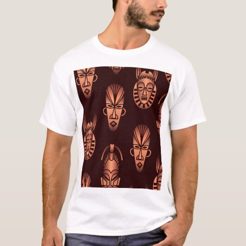 Ethnic African masks dark background T_Shirt