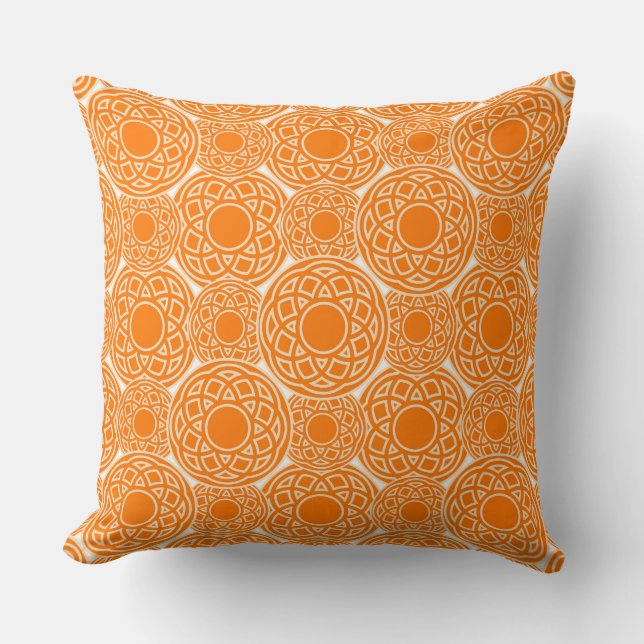 ethnic african orange geometric pattern throw pillow (Front)