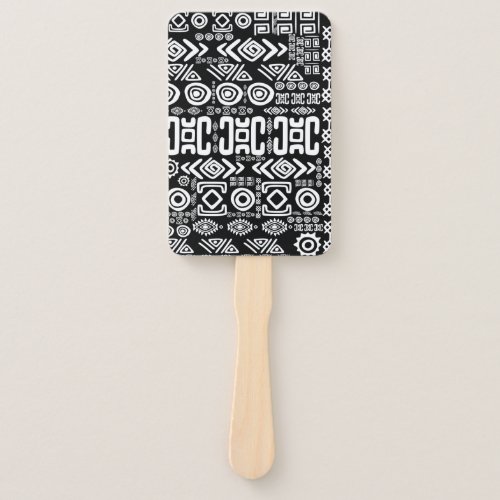 Ethnic African Pattern_ Black and White 10 Hand Fan