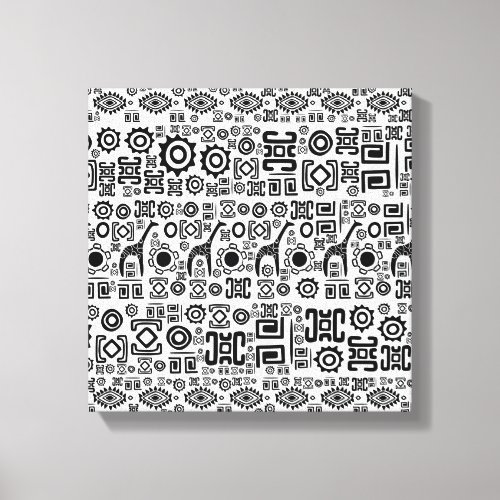 Ethnic African Pattern_ Black and White 2 Canvas Print