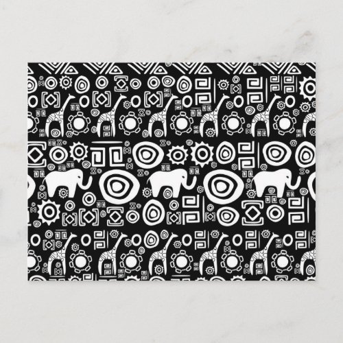 Ethnic African Pattern_ Black and White 4 Postcard