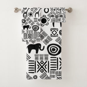 Tribal black and white Hand & Bath Towel by mmartabc