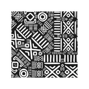 Ethnic African Pattern- Black and White #6 Canvas Print