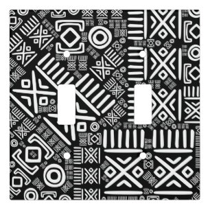 Ethnic African Pattern- Black and White #6 Light Switch Cover