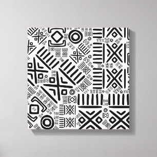 Ethnic African Pattern- Black and White #8 Canvas Print