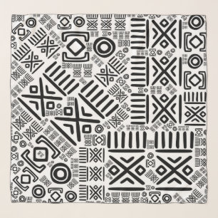 Ethnic African Pattern- Black and White #8 Scarf