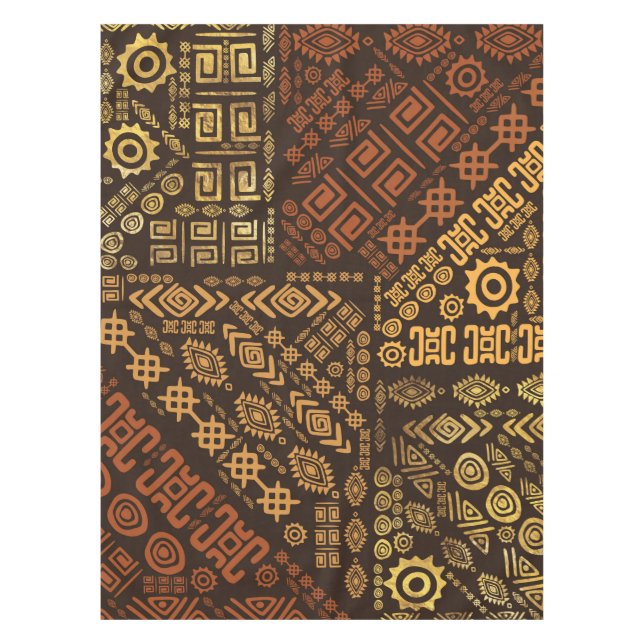 Ethnic African Pattern- browns and golds #10 Tablecloth (Front)