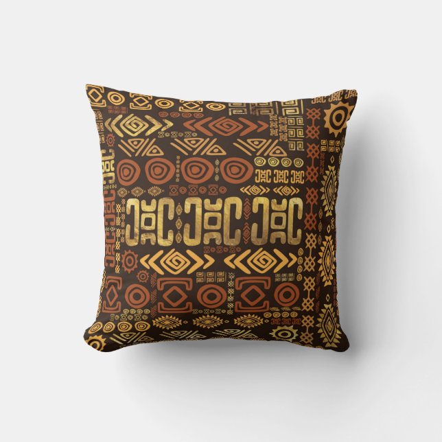 Ethnic African Pattern- browns and golds #11 Throw Pillow (Front)