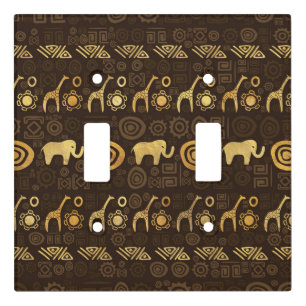 Ethnic African Pattern- browns and golds #1 Light Switch Cover