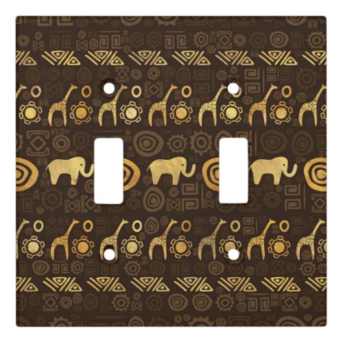 Ethnic African Pattern_ browns and golds 1 Light Switch Cover
