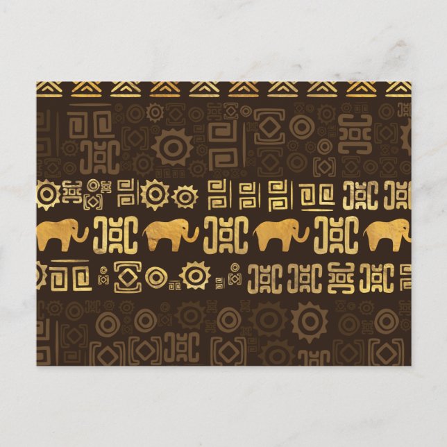 Ethnic African Pattern- browns and golds #4 Postcard (Front)
