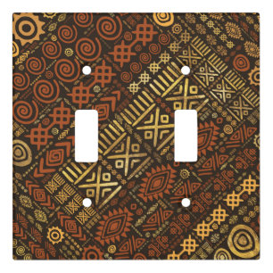 Ethnic African Pattern- browns and golds #5 Light Switch Cover