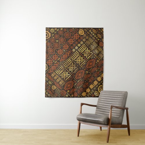 Ethnic African Pattern_ browns and golds 5 Tapestry