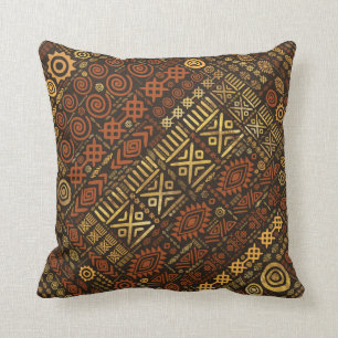 Ethnic African Pattern- browns and golds #5 Throw Pillow