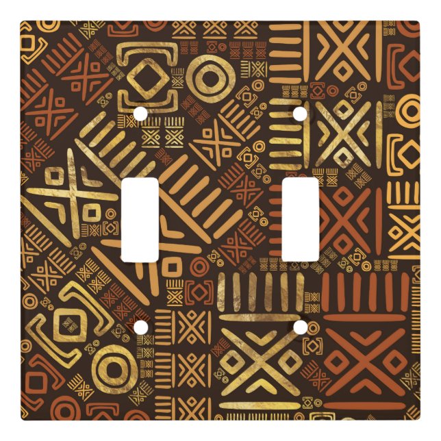 Ethnic African Pattern- browns and golds #6 Light Switch Cover (Front)