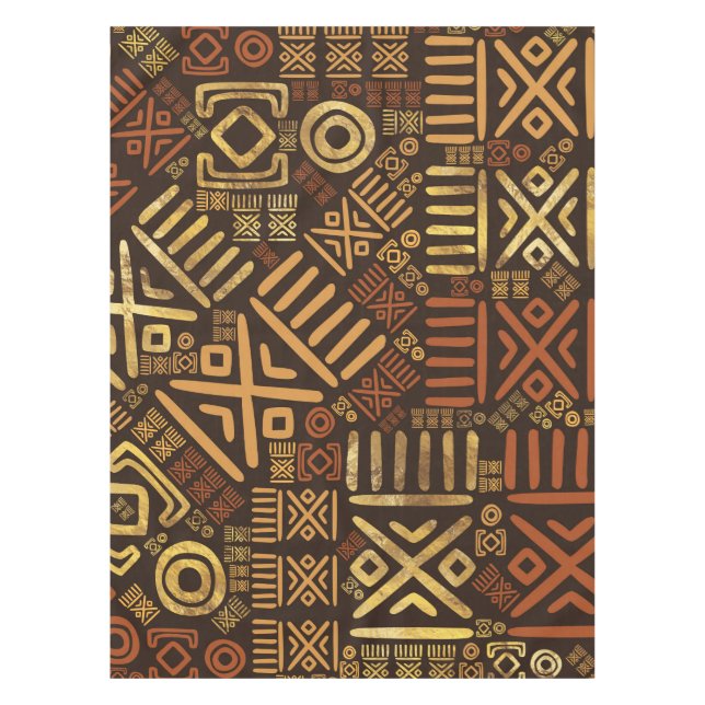 Ethnic African Pattern- browns and golds #6 Tablecloth (Front)
