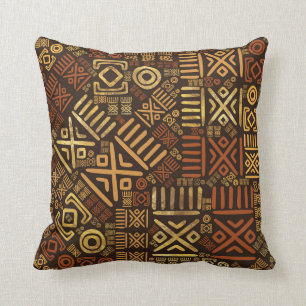 Ethnic African Pattern- browns and golds #6 Throw Pillow