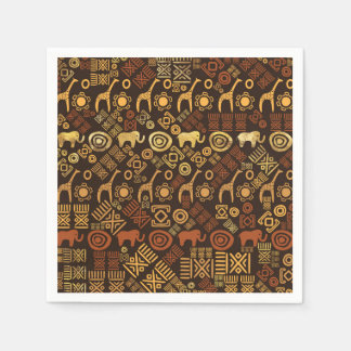 Ethnic African Pattern- browns and golds #7 Napkins