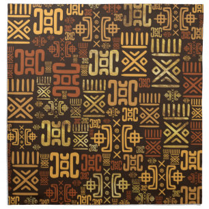 Ethnic African Pattern- browns and golds #8 Cloth Napkin