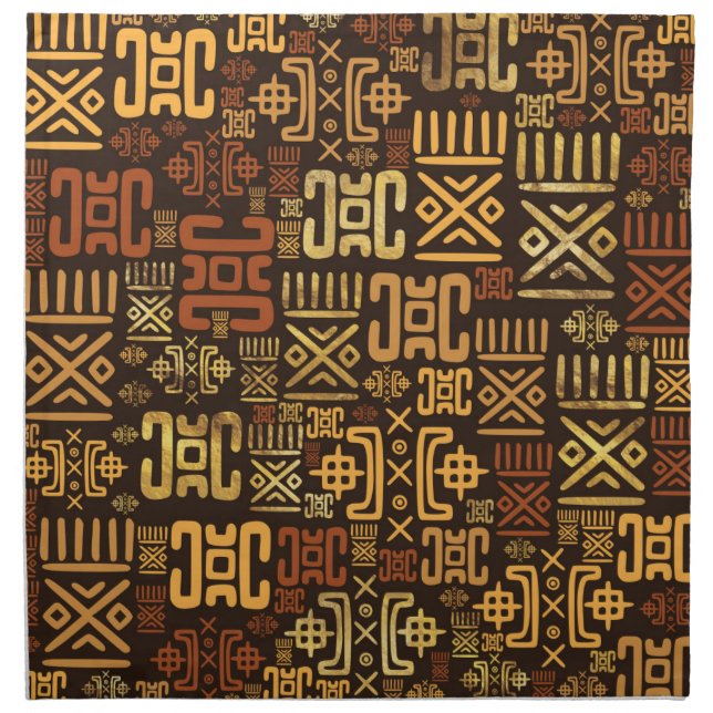 Ethnic African Pattern- browns and golds #8 Cloth Napkin (Front)