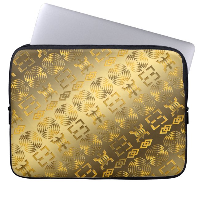 Ethnic African pattern with Adinkra simbols Laptop Sleeve (Front)