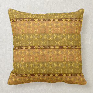 ethnic african pattern with Adinkra simbols Throw Pillow