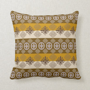 ethnic african pattern with Adinkra simbols Throw Pillow